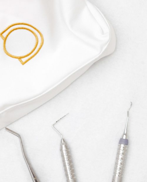 dental instruments and towel